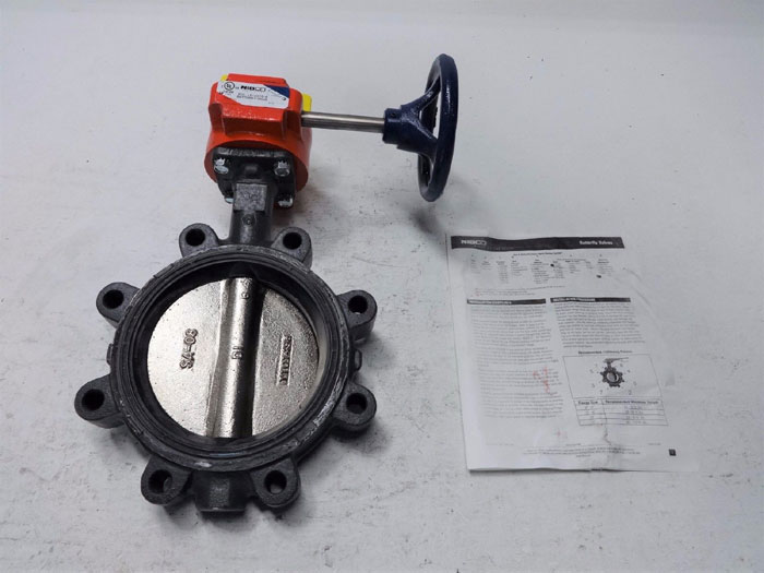 NIBCO LUG STYLE 6" BUTTERFLY VALVE LD-3510-4 WITH GEAR OPERATOR