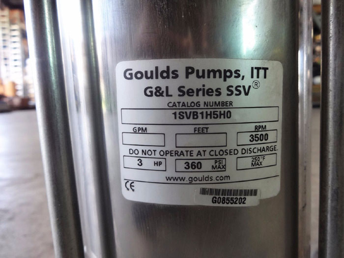 GOULDS ITT VERTICAL G & L SERIES SSV MULTISTAGE CENTRIFUGAL PUMP 1SVB1H5H0