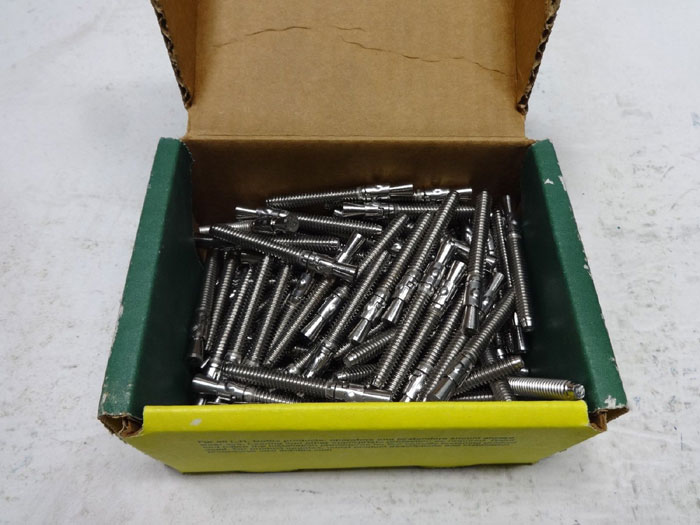 100-PC BOX OF DOTTIE 1/4" x 2-1/4" STAINLESS WEDGE ANCHORS, FULL THREAD WS14214