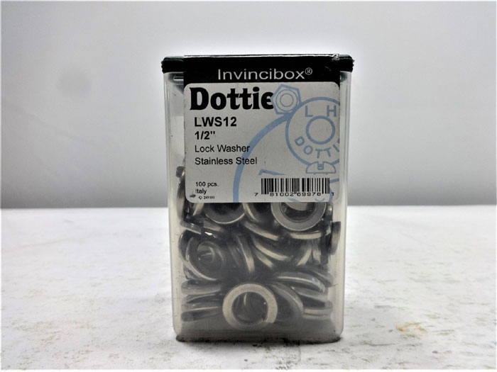 LOT OF (6) 100-PC BOXES DOTTIE 1/2" STAINLESS STEEL LOCK WASHERS LWS12
