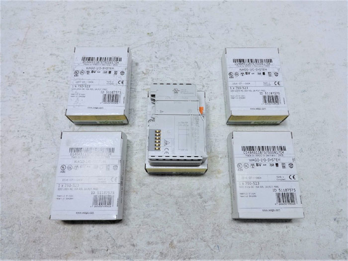 LOT OF (5) WAGO 1-CHANNEL RELAY OUTPUT MODULE RELAY 750-523