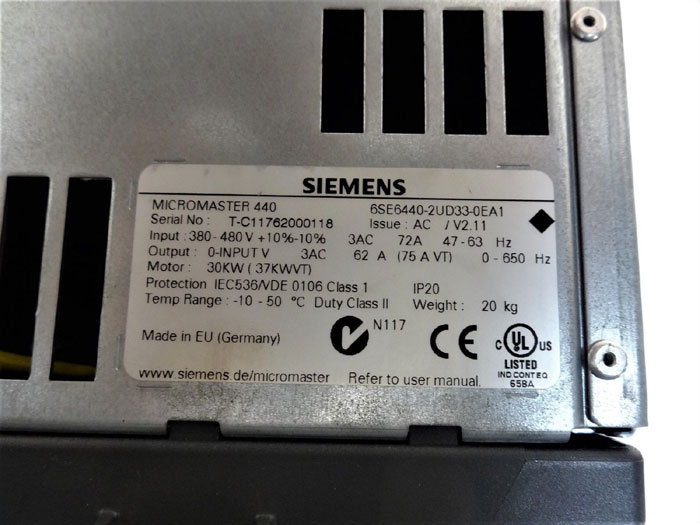 SIEMENS MICROMASTER 440 INVERTER 6SE6440-2UD33-0EA1