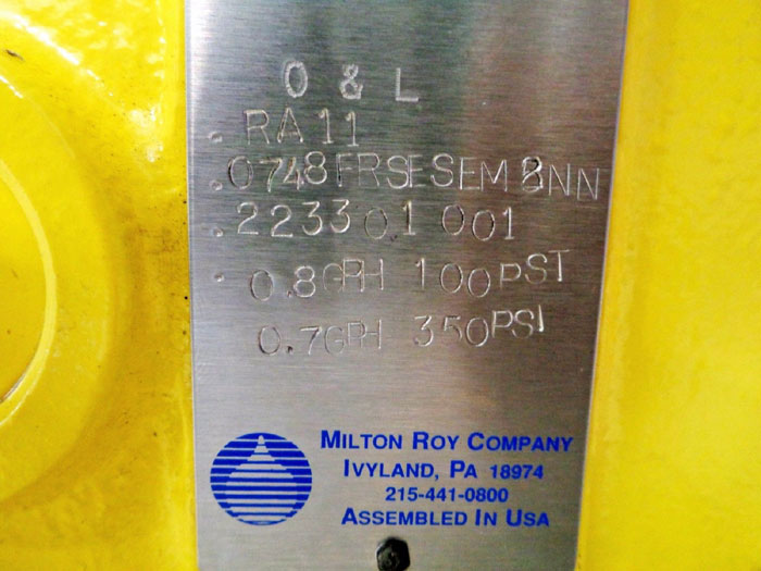 MILTON ROY RA11 CONTROLLED VOLUME PUMP 0748FRSESEM2NN