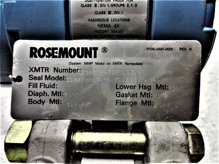 ROSEMOUNT ALPHALINE PRESSURE TRANSMITTER 1151DP4E22M1B3S2