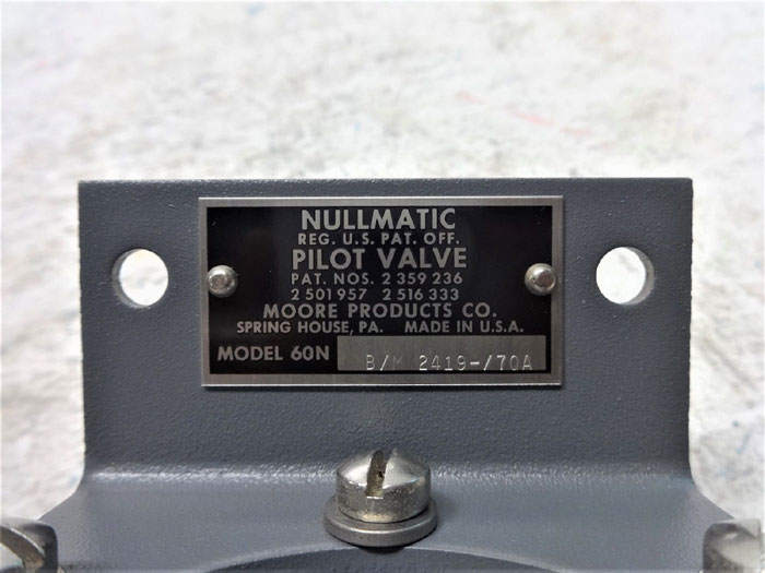 MOORE NULLMATIC PILOT VALVE 60N  B/M 2419-/70A