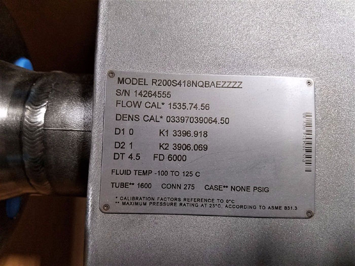 MICRO MOTION CORIOLIS MASS FLOW METER 2" 150#  R200S418NQBAEZZZZ     (B)