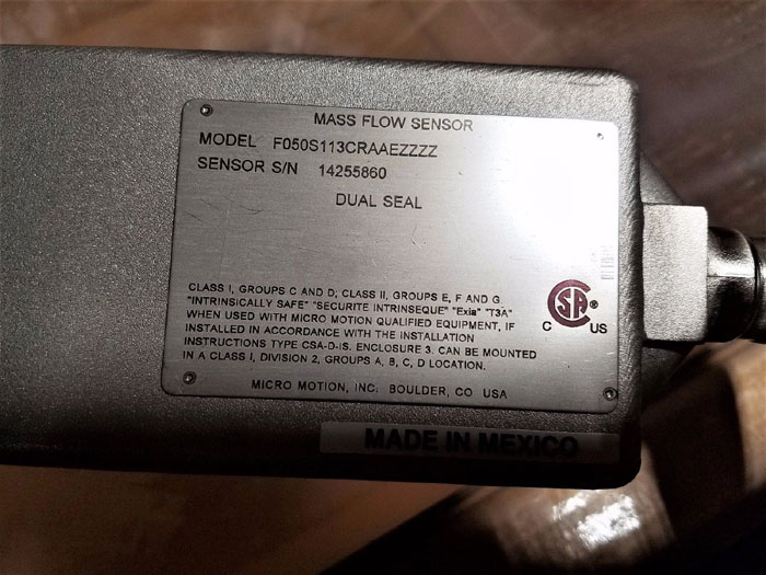 MICRO MOTION MASS FLOW METER 1/2" 150#  F050S113CRAAEZZZZ     (G)