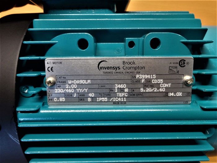 INVENSYS BROOK CROMPTON 2 HP AC MOTOR