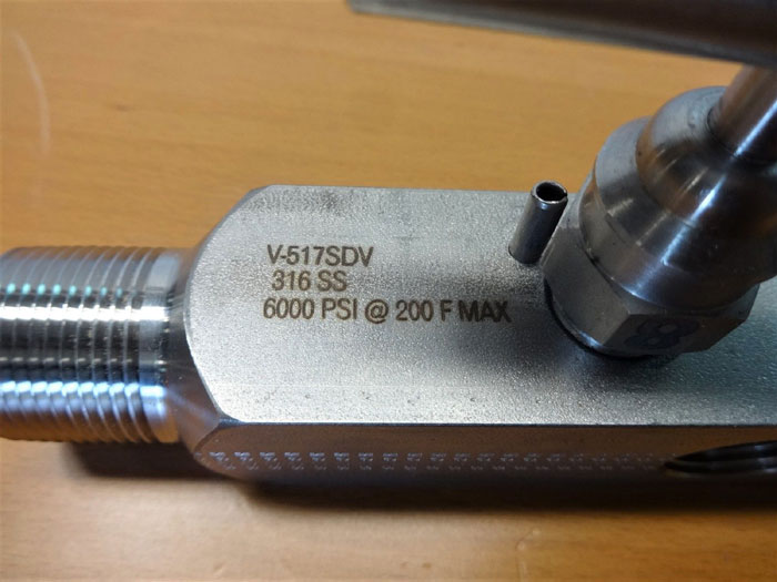 PARKER PGI LONE STAR 1/2" NEEDLE VALVE 316SS 6000 PSI V-517SDV