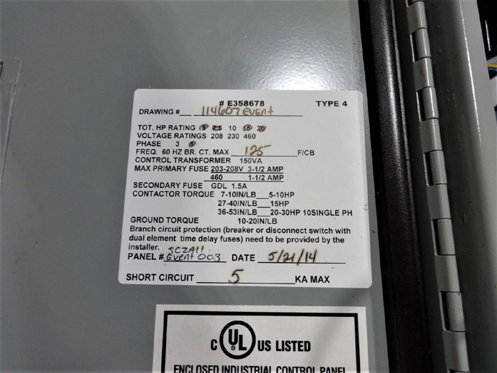 WASTEQUIP COMPACTOR AMS CONTROL PANEL ASSEMBLY IN HOFFMAN ENCLOSURE