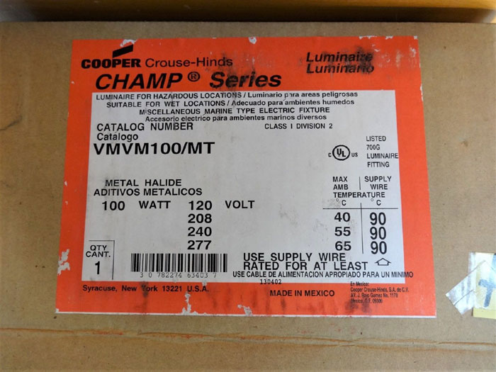 COOPER CROUSE-HINDS CHAMP VMV SERIES LUMINAIRE VMVM100/MT