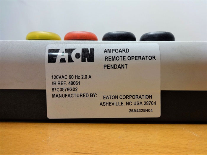 EATON AMPGARD REMOTE OPERATOR 87C0576G01 WITH PENDANT 87C0576G02
