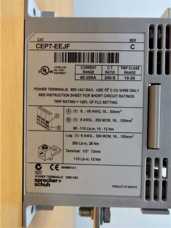 SPRECHER & SCHUH OVERLOAD RELAY CEP7-EEJF