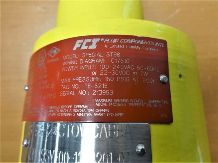 FCI FLUID COMPONENTS ST98 FLEXMASSTER WITH SPECIAL ST98 SENSING ELEMENT