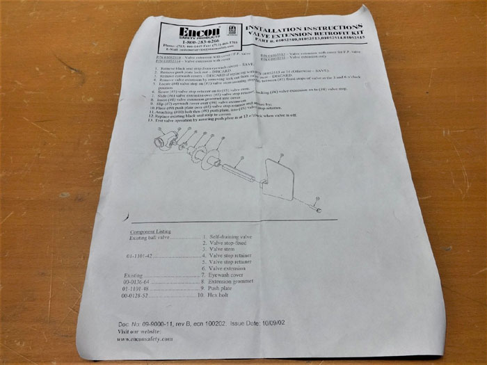 ENCON VALVE EXTENSION RETROFIT KIT 0152515