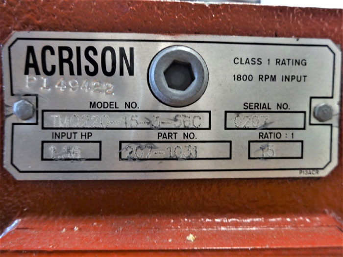 ACRISON WORM REDUCER GEAR DRIVE TMQ220-15-3-56C, PART# 207-1031