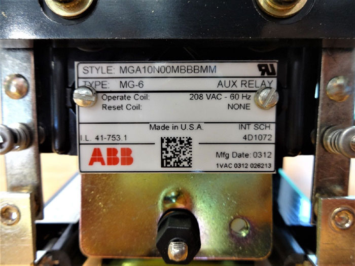 ABB AUXILIARY RELAY TYPE MG-6