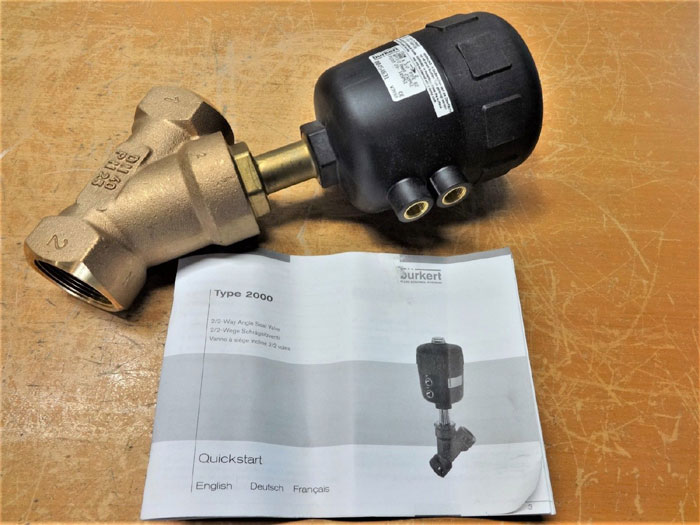 BURKERT 1-1/2" ANGLE SEAT VALVE TYPE 2000, BRONZE