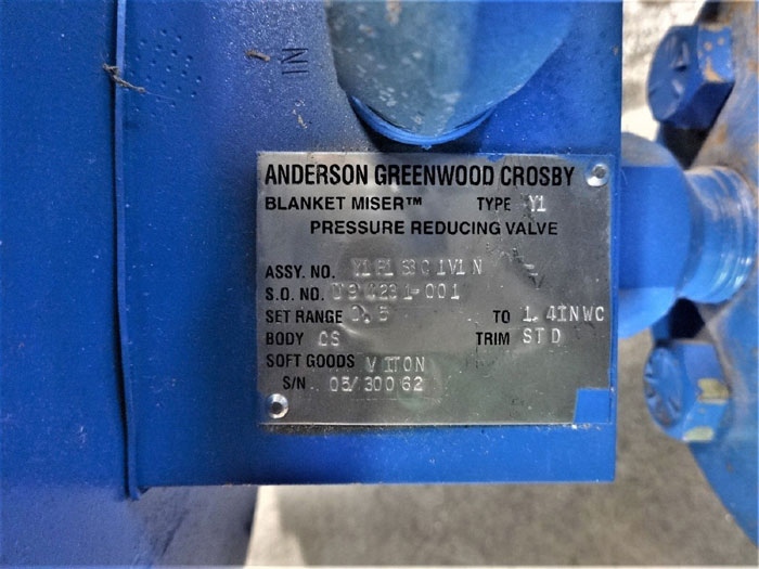 ANDERSON GREENWOOD CROSBY TYPE Y1 TANK BLANKETING REGULATOR VALVE BLANKET MISER