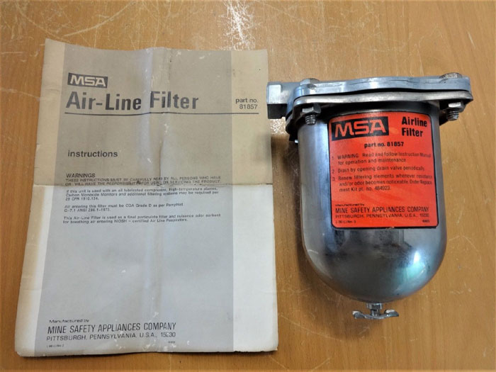 MSA MINE SAFETY APPLIANCES CO. AIRLINE FILTER 81857