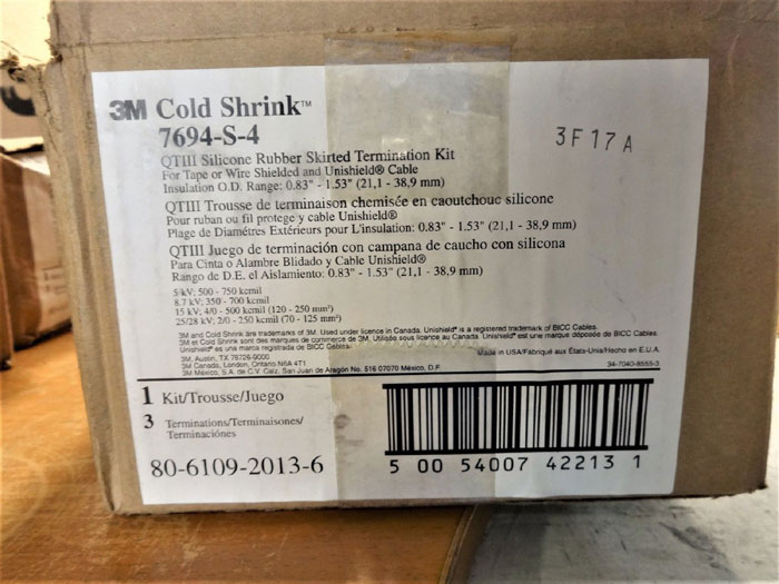 3M COLD SHRINK QT-III SILICON RUBBER SKIRTED TERMINATION KIT 7694-S-4