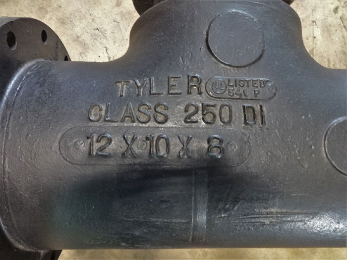 TYLER 12 x 10 x 8 FLANGED TEE, DUCTILE IRON