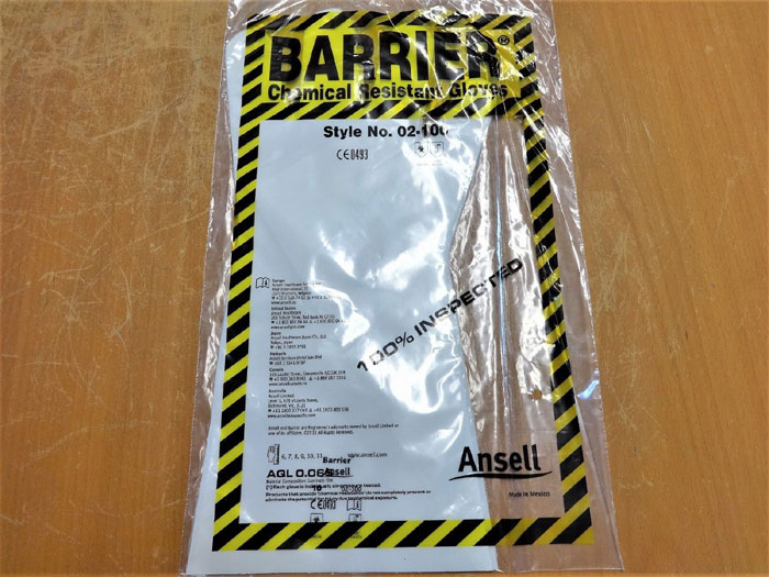 ANSELL 02-100 BARRIER CHEMICAL RESISTANT GLOVES - SIZE 10 - LOT OF (36) PAIRS