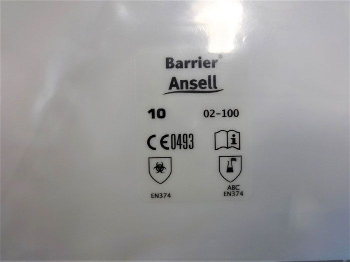 ANSELL 02-100 BARRIER CHEMICAL RESISTANT GLOVES - SIZE 10 - LOT OF (36) PAIRS