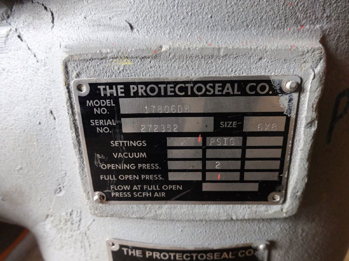 PROTECTOSEAL 6" X 8" VACUUM PRESSURE RELIEF VENT MODEL# 17806D8