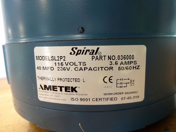 AMETEK ROTRON SPIRAL SL2P2 REGENERATIVE BLOWER