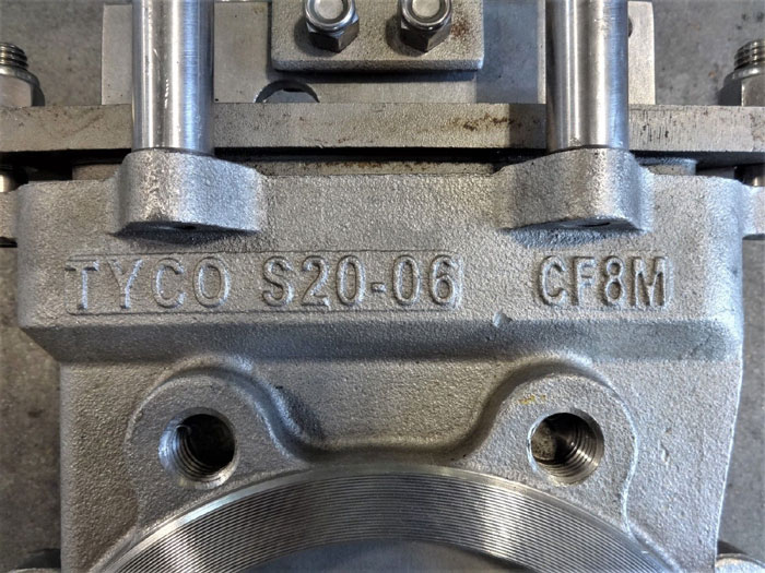 TYCO 6" 316 STAINLESS STEEL KNIFE GATE VALVE S20-6