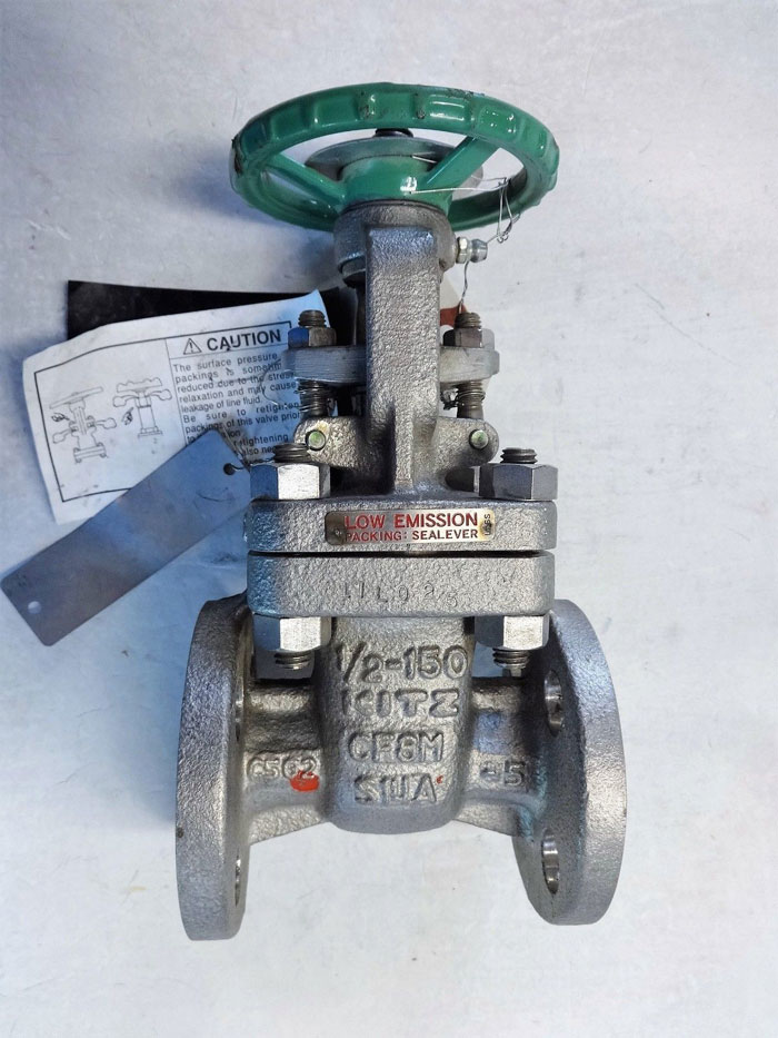 KITZ GATE VALVE 1/2" FLANGED 150# CF8M GATE VALVE, FIG# 150UMAM-GRF