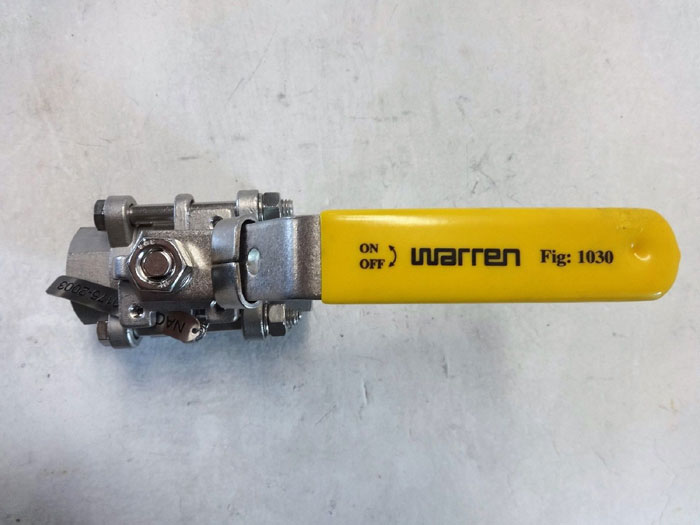 WARREN 1" SOCKET WELD 3-PIECE STAINLESS STEEL BALL VALVE, FIG# 1030