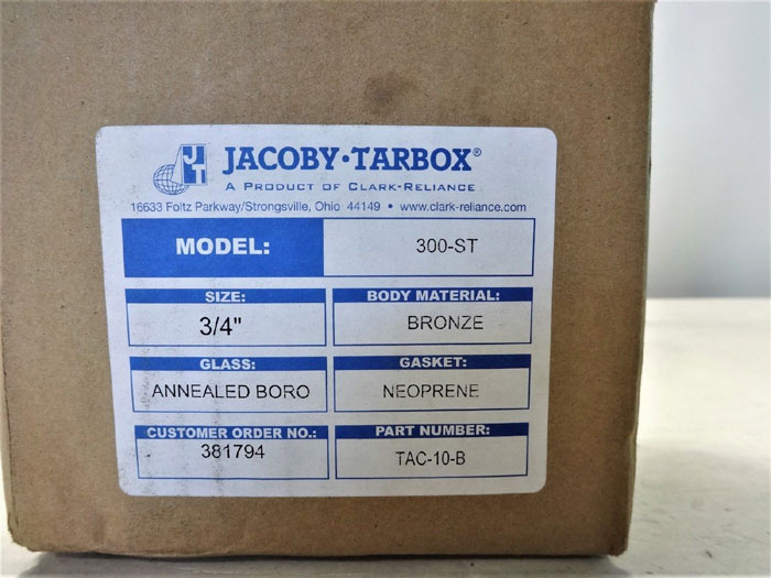 JACOBY TARBOX 3/4" BRONZE SIGHT FLOW INDICATOR W/ ROTOR 300-ST, PART# TAC-10-B