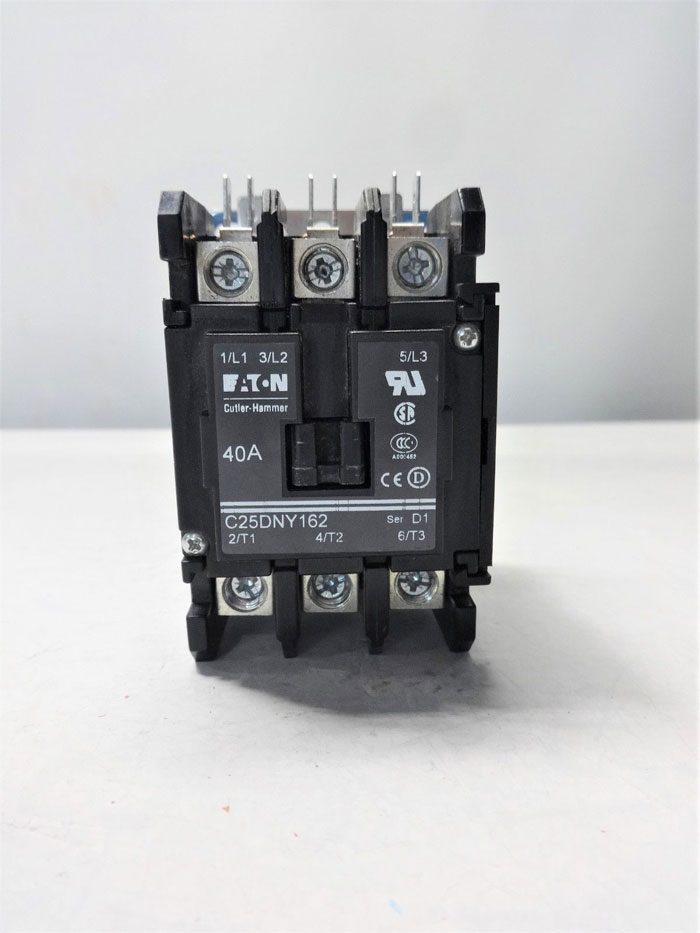 LOT OF (2) EATON CUTLER-HAMMER C25DNY162T DEFINITE PURPOSE CONTACTOR, 40A 3-POLE