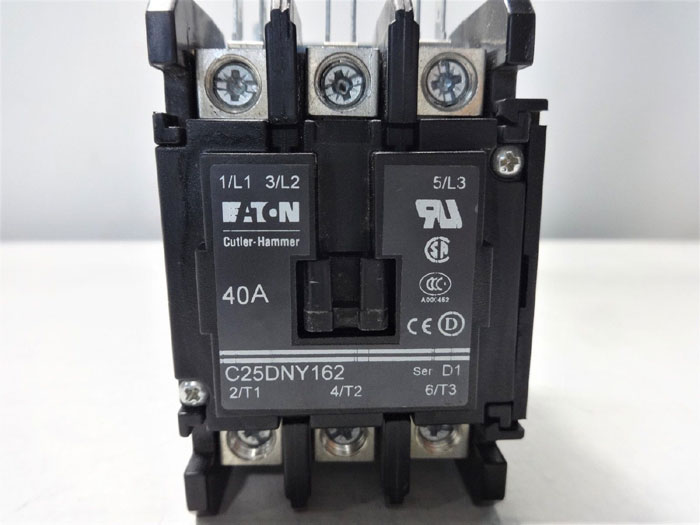 LOT OF (2) EATON CUTLER-HAMMER C25DNY162T DEFINITE PURPOSE CONTACTOR, 40A 3-POLE