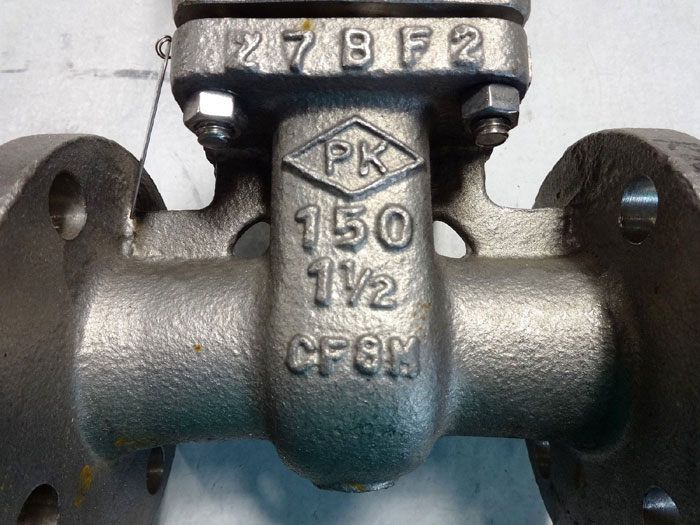 PK VALVE 1-1/2" 150# CF8M FLANGED GATE VALVE, FIG# 150RF10SL-TFE