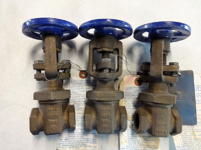 NIBCO 3/4" NPT FIRE MAIN GATE VALVE, BRONZE #T-104-0 - LOT OF (3)