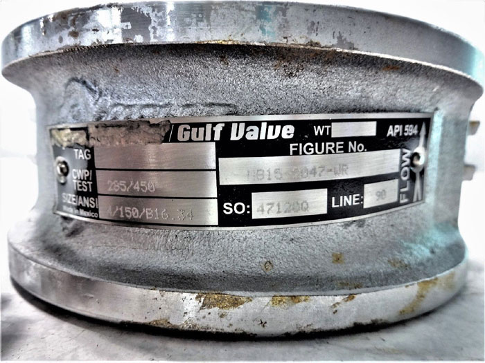 GULF VALVE 4" 150# DUAL DISC WAFER CHECK VALVE, FIG# MB15-2047-WR