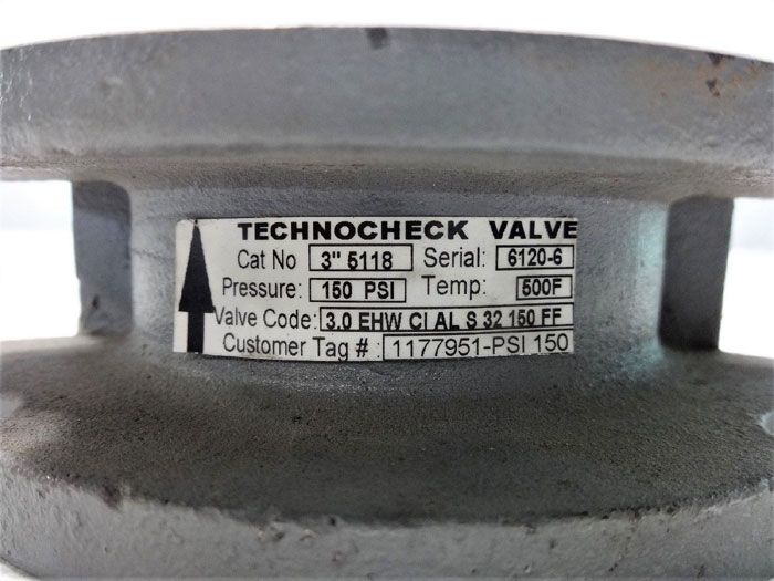 TECHNOCHECK 3" 150# DOUBLE DISC CHECK VALVE, CAT# 3" 5118 - LOT OF (2)