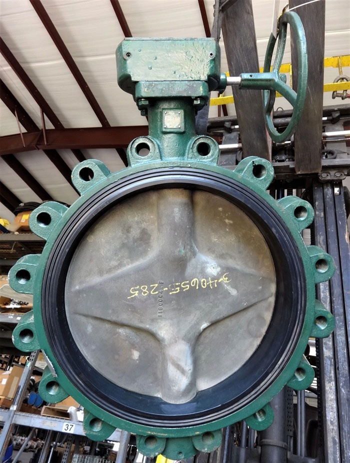 DEMCO 18" GEAR OPERATED BUTTERFLY VALVE, DUCTILE IRON BODY, ALUM BRZ DISC