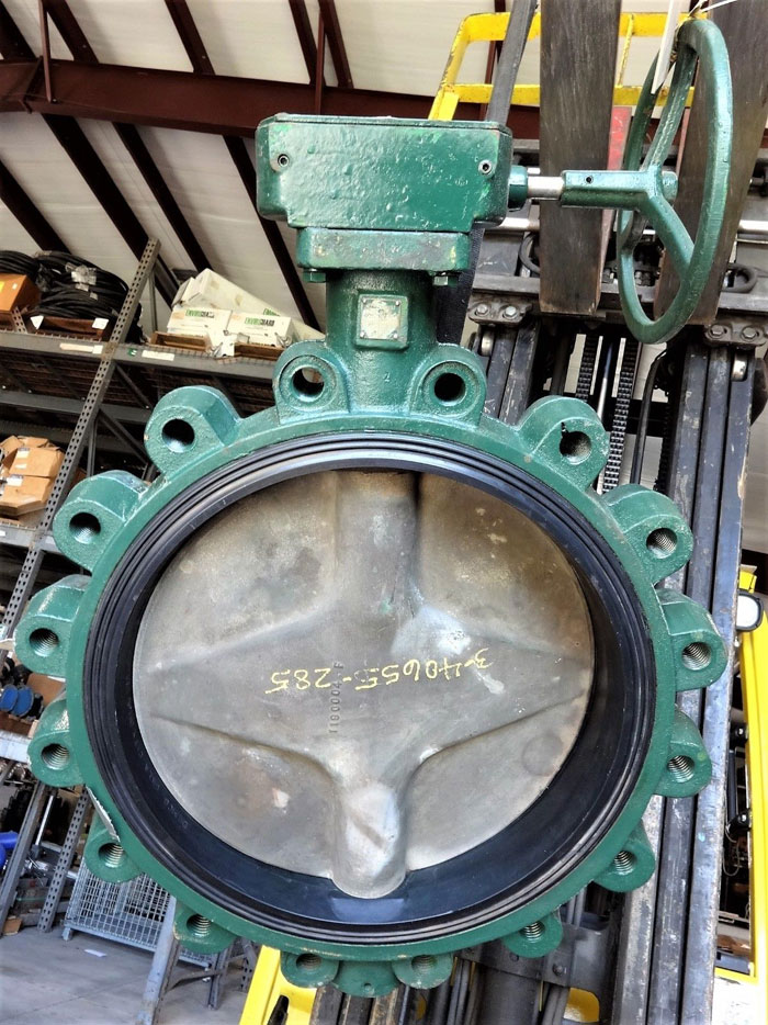 DEMCO 18" GEAR OPERATED BUTTERFLY VALVE, DUCTILE IRON BODY, ALUM BRZ DISC