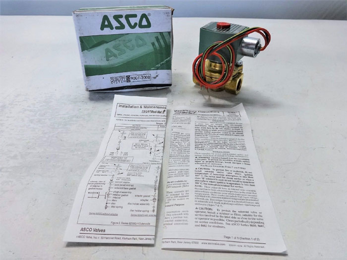 ASCO RED HAT 2-WAY 1/2" NPT BRASS SOLENOID VALVE 8210G007