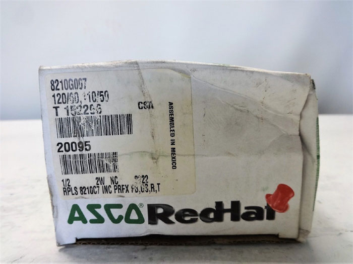 ASCO RED HAT 2-WAY 1/2" NPT BRASS SOLENOID VALVE 8210G007