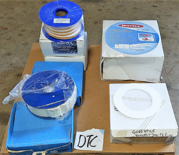 LOT OF GORE GASKETS & TEADIT, LAMONS, INERTEX ROLLS OF GASKET TAPE JOINT SEALANT