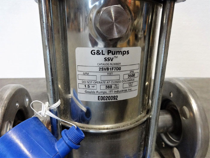 Goulds G & L Pumps SSV Multi-Stage Vertical Booster Pump, 1-1/4" 300# 2SVB1F7D0