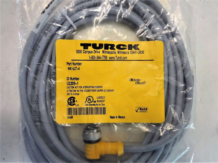 Lot of (10) Turck WK4.2T-4 Right Angle Female M12 eurofast Connect Cable U2209-1