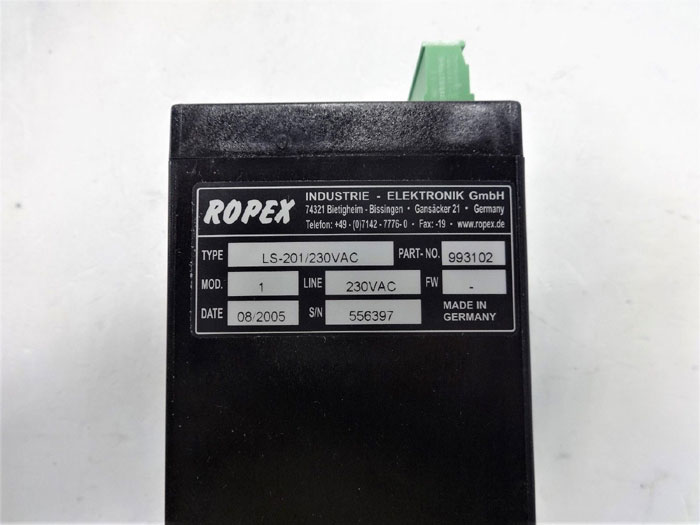 Ropex LS-201 Controller, Type LS-201/230VAC, Part# 993102, Model 1