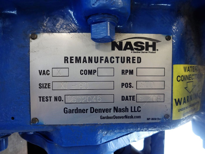 Gardner Denver Nash XL-80 Vacuum Pump, 3" x 4" Flanges, Stainless Steel