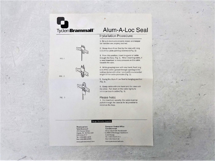 200 pcs of Tyden Brammall 3/16 x 14" Alum-A-Loc Cable Seals #47476196